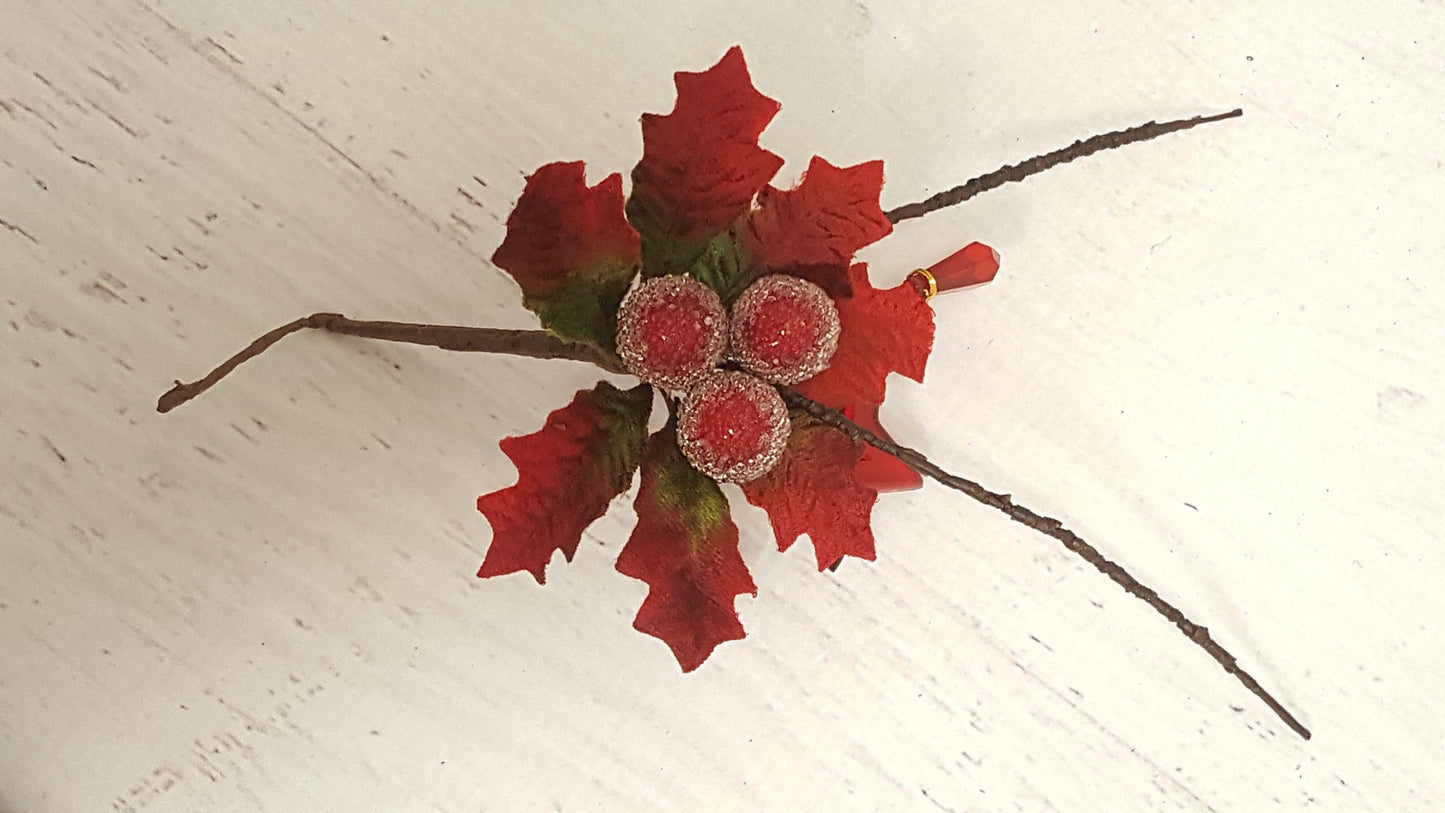 Sprig of Holly- Starred , Decoration