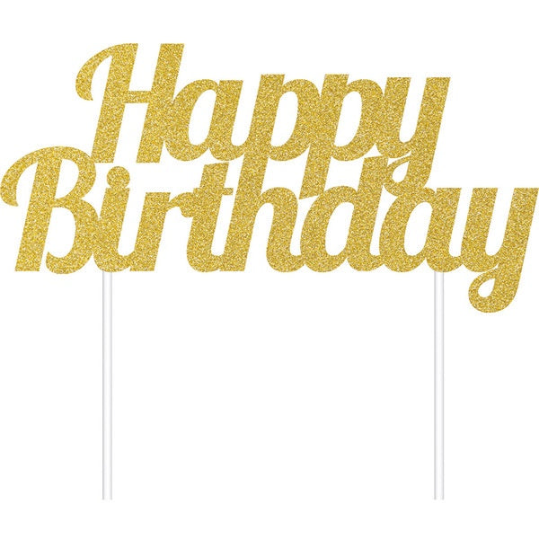 Glittery Happy Birthday- Gold Card