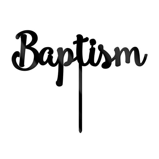 Acrylic Baptism Topper- Black , Decoration