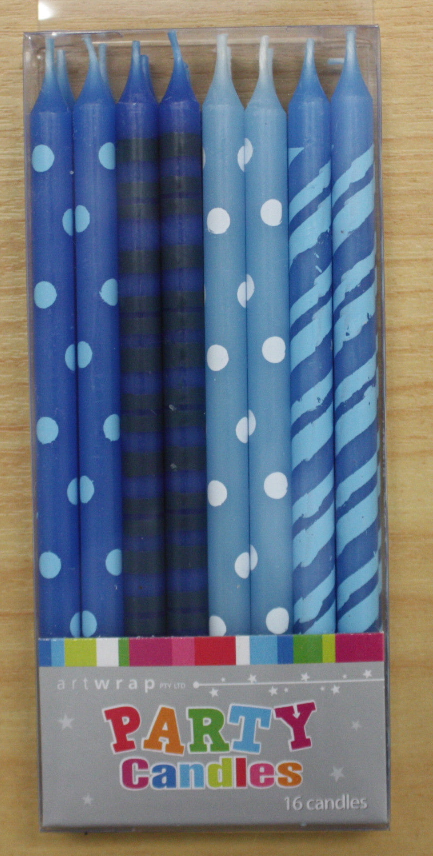 Taper Candles- Blue Patterned , Candle