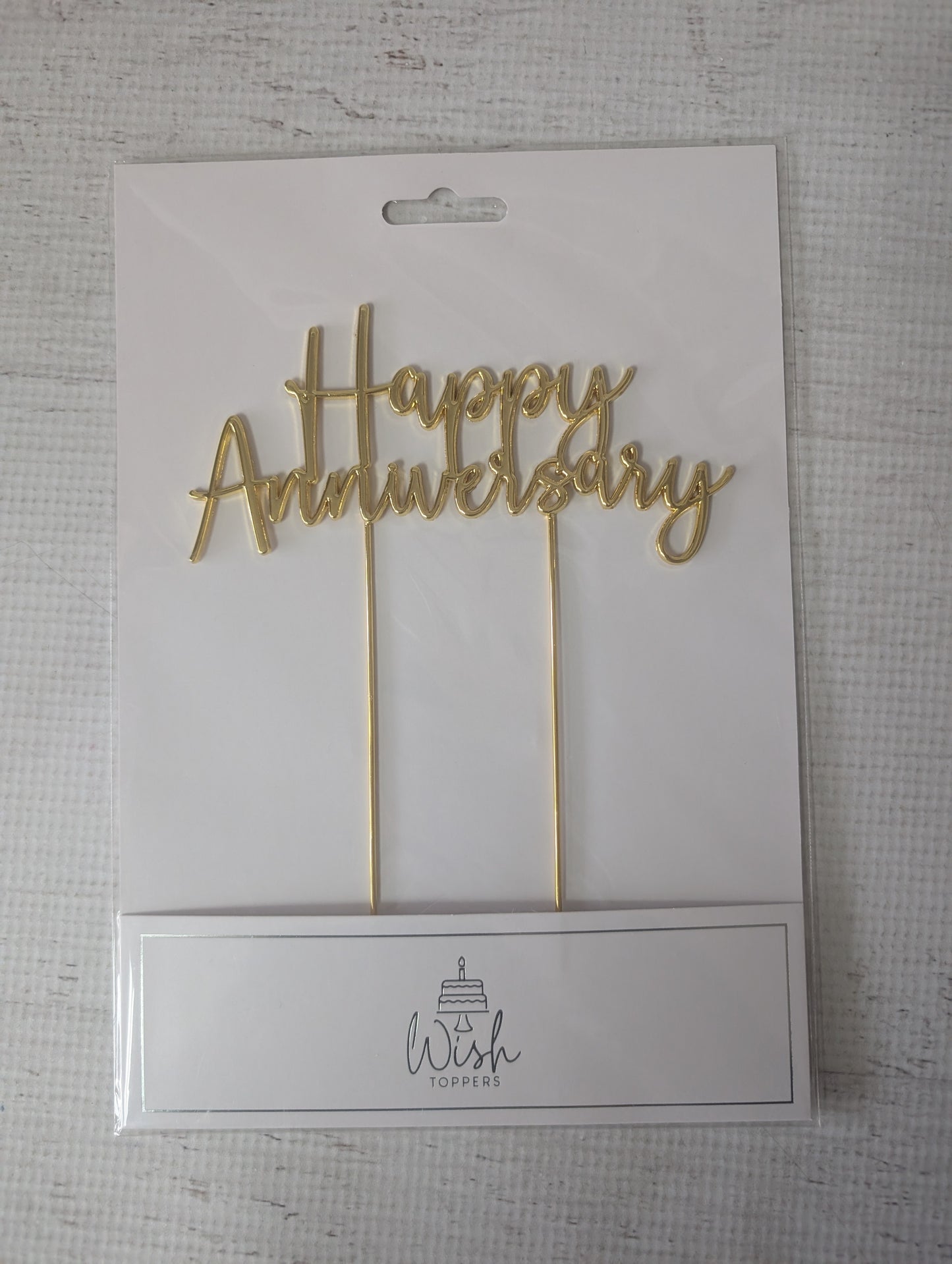 Gold Metal Topper- Happy Anniversary