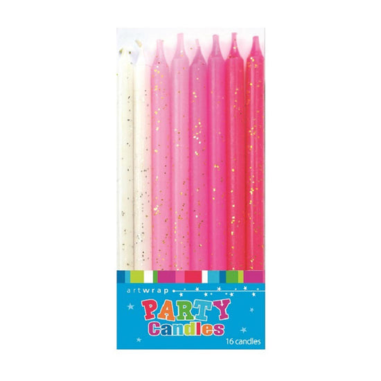 Taper Candles- Pink Glittery