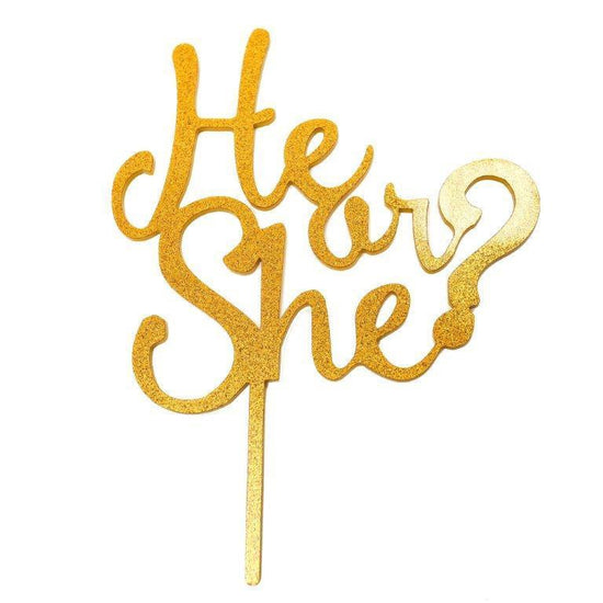 He Or She? Gender Reveal Topper- Gold