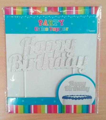 Glittery Happy Birthday- Silver card