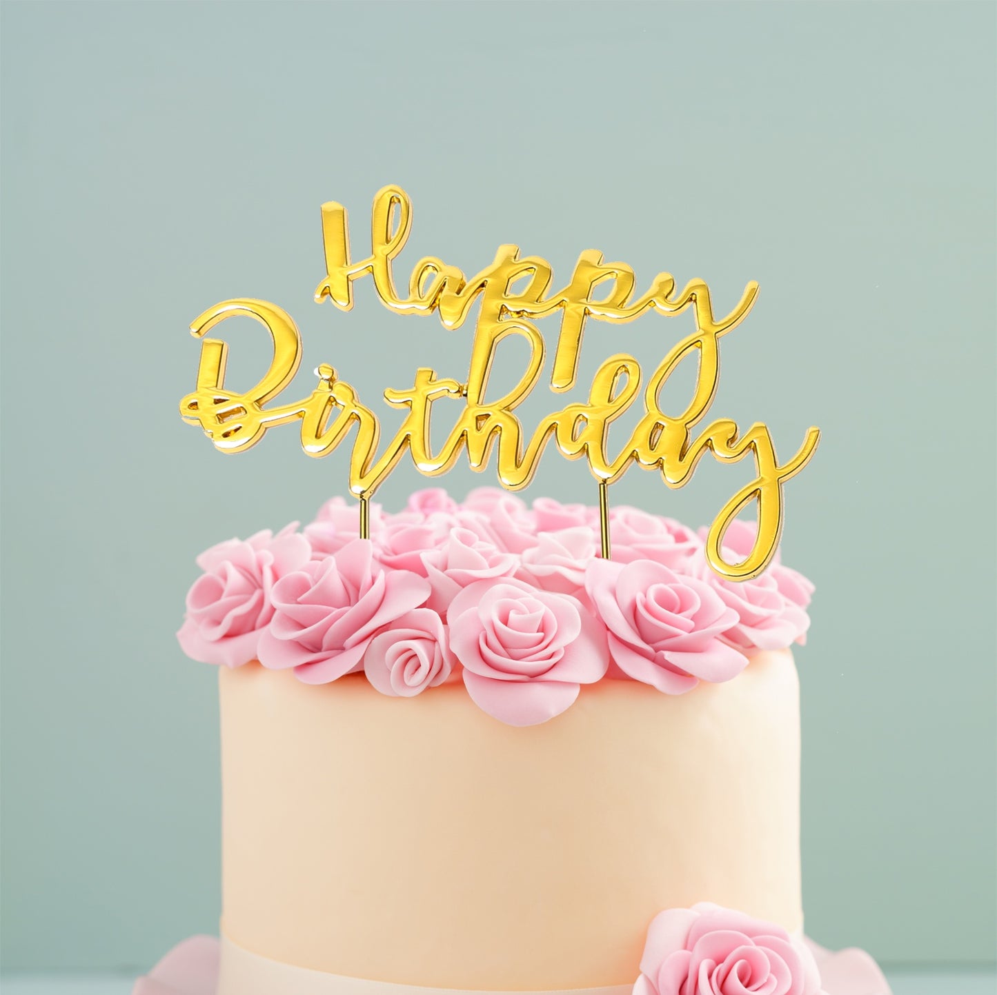 Happy Birthday Golden Cake Vector. Delicious Dessert With Gold Roses  Flowers Sweet Design Royalty Free SVG, Cliparts, Vectors, and Stock  Illustration. Image 99734775.