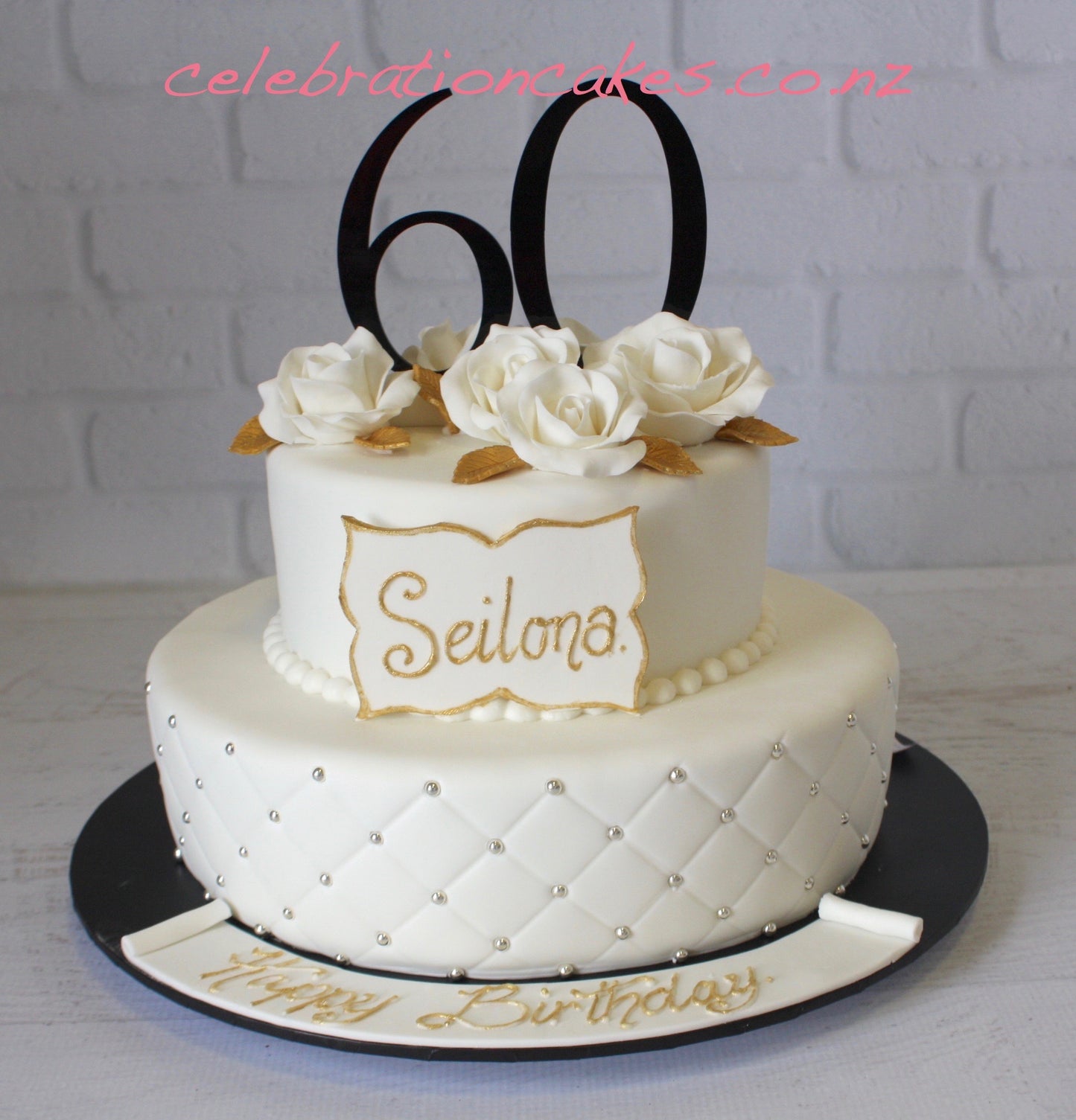 Cakes by geeya - White and gold Themed 60th Birthday Cake.. | Facebook