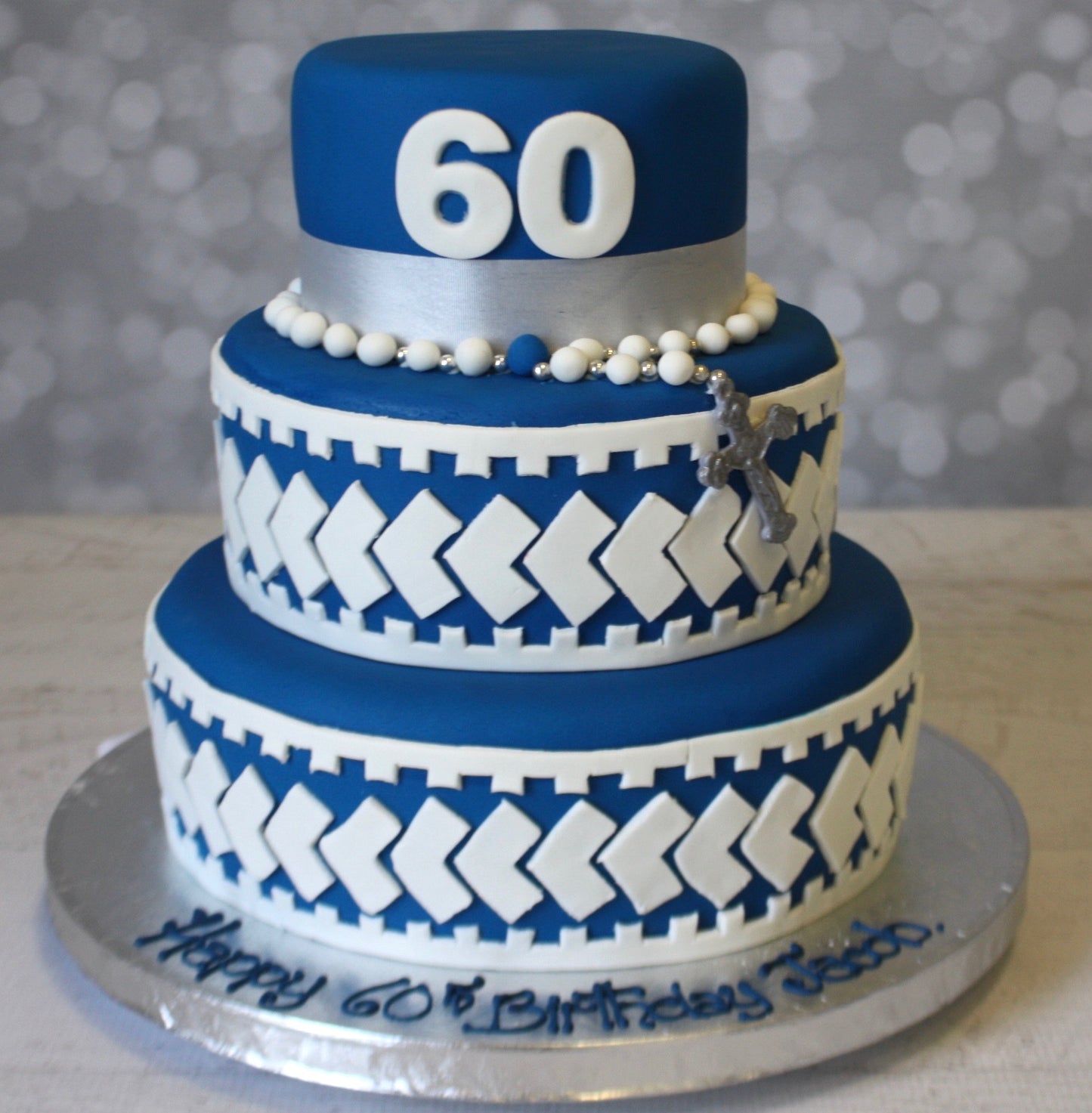 2-Tiers Cake (Blue Theme) – BakeAvenue