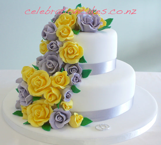 Yellow & Grey Roses , cake