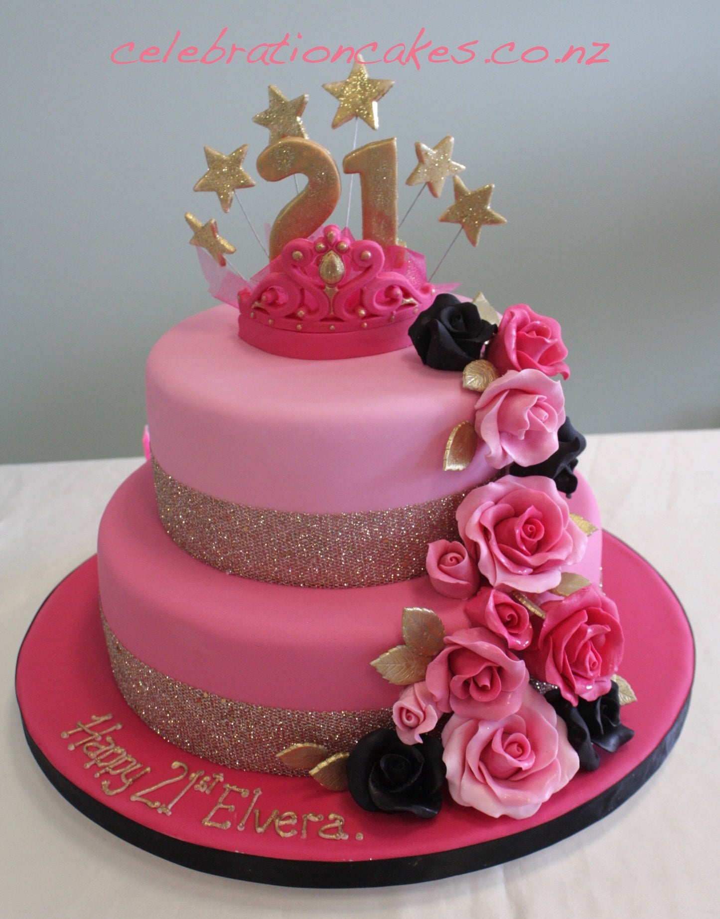 Pink Roses & Tiara , cake