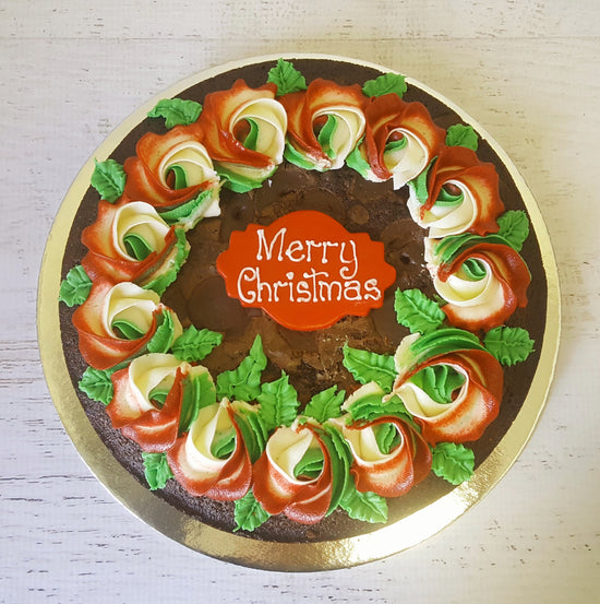 Brownie Cake- Christmas Wreath , cake