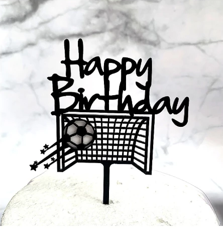 Acrylic Gold Mirror Happy Birthday Soccer Ball Cake Topper - Online Party  Supplies