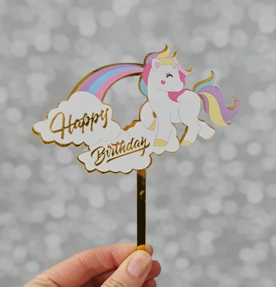 Unicorn Happy Birthday Topper